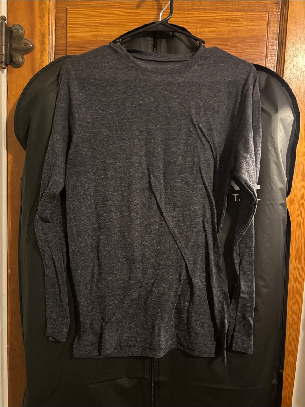 Men's Long-Sleeve Heathered Crewneck Shirt - Dark Gray